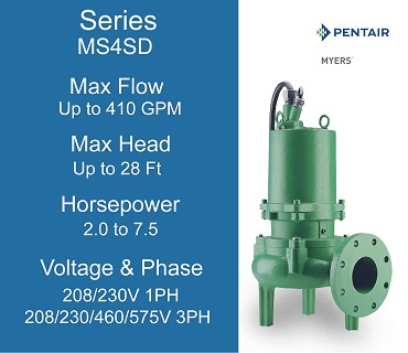  Myers MS4SD Commercial 3.0 Horsepower Sewage Pumps